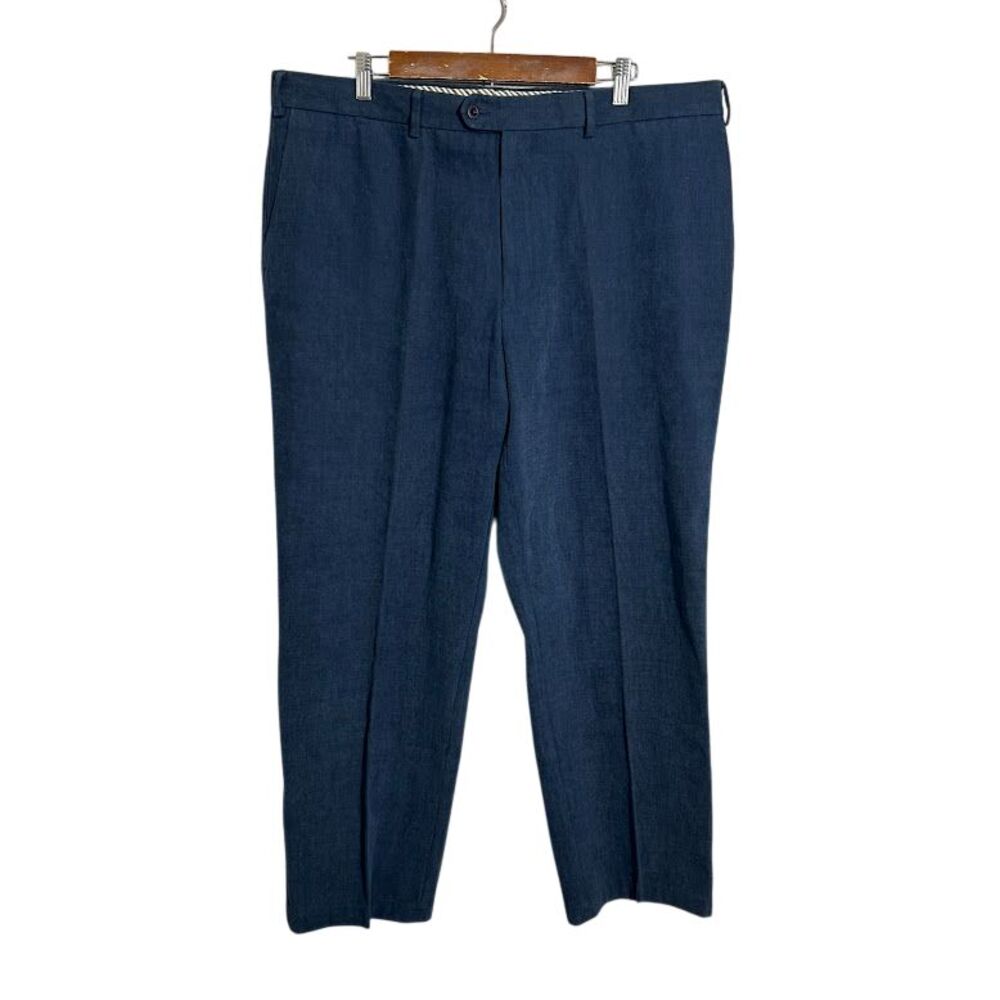 Canali Mens Trouser Pants 38x29 Blue 100% Cotton Straight Leg Italy